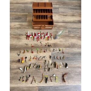 VINTAGE fishing Lure lot of 60 Plus+ Tackle Box+ Fishing Accessories